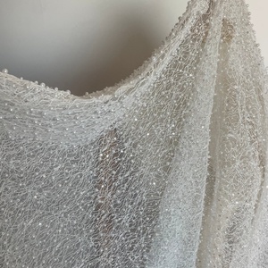 Tissu <span class=keywords><strong>de</strong></span> <span class=keywords><strong>mariée</strong></span> <span class=keywords><strong>David</strong></span> en dentelle perlée blanche délicate à paillettes, très demandé - Product Image 1