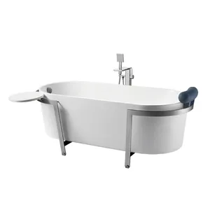 ORans Wholesale Freestanding Bathtub Extra Deep Bathtub Hot Tub With Stainless Steel Stand