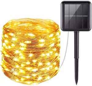 Guirnalda de Luces LED con Cable de Cobre, IP44 Impermeable, Decoración para Patio de Pascua, Luces Decorativas para Festivales, Control Remoto, <span class=keywords><strong>Luz</strong></span> Solar - Product Image 1