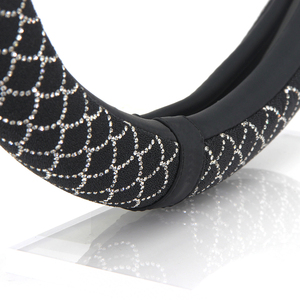 Housse de volant de luxe entièrement en cristal, effet écailles de poisson, strass brillants, accessoires universels pour voiture - Product Image 5