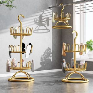 Zapatero dorado de 3 niveles con colgador, organizador giratorio para almacenamiento en interiores y exteriores - Product Image 1