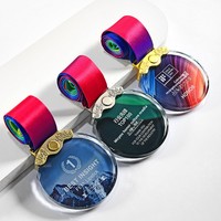 Médaille de trophée personnalisée en verre cristal créatif, or, pour la course, commémorative, badge de basketball, imprimé en couleur