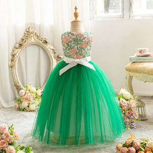 Robe-veste verte pour filles de taille moyenne et grande, robe de princesse brodée pour enfants - Product Image 3