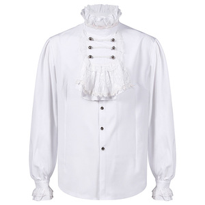 Chemises à col roulé Vintage pour hommes, Vintage, victorien, à volants, gothique, pour homme, tenue de marié décontractée - Product Image 3
