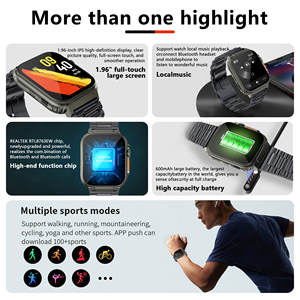 <span class=keywords><strong>LIGE</strong></span> Men 1,96 ''HD Smart Watch Monitor saludable BT Call Fitness impermeable Sports Smartwatch para IOS Android Phone 2023 - Product Image 2