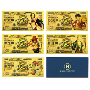 Ensemble de billets de banque en feuille d'or sur le thème des pirates légendaires, plaqué or 24 carats, carte commémorative en PVC imperméable, collection de souvenirs d'anime, cadeau - Product Image 1