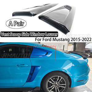 For Ford Mustang 2015-2022 All Models Vent Scoop Side <b>Window</b> Louver <b>Cover</b> Decoration Shutter Carbon Fiber Look Glossy Black - Product Image 2