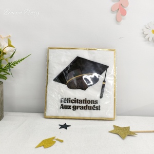 Platos, Servilletas y Vasos Desechables para Fiesta de Graduación DAMAI, Juego de Vajilla con Diseño de Gorro Negro, Artículos para Fiesta Temática de Felicitación - Product Image 4