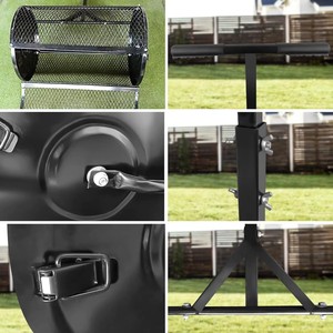 Épandeur de compost de jardin à <span class=keywords><strong>rouleau</strong></span>, épandeur de paillis à mailles pour pelouse, jardin, distribution d'engrais, de terre et de semences - Product Image 2