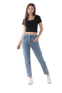 1912116 Denim Distressed Loose Cómodo <span class=keywords><strong>Mom</strong></span> <span class=keywords><strong>Jeans</strong></span> Snow Washed Casual Straight Denim Pants <span class=keywords><strong>Jeans</strong></span> de mujer - Product Image 5