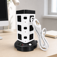 Multiprise verticale multifonction avec lampe de nuit USB, construction en laiton et cuivre, multiprises, protection contre les surcharges, pour usage industriel/bureau/maison