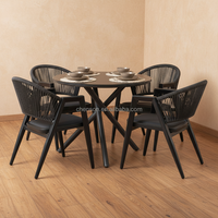 Fauteuil de plage de luxe au design moderne, chaise de restaurant décontractée en aluminium et corde pour villa et hôtel