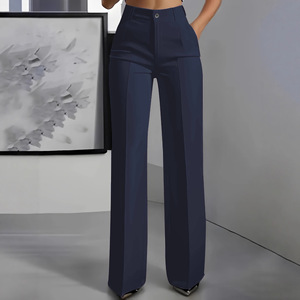 Pantalon de costume élégant pour femme, taille haute, coupe droite, couleur unie, pour le bureau, vêtements féminins automne-hiver, nouveauté - Product Image 2