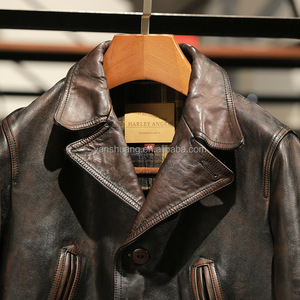 Abbigliamento all'Ingrosso Giacche da <span class=keywords><strong>Uomo</strong></span> Casual Antivento Personalizzate in Vera <span class=keywords><strong>Pelle</strong></span> di Cavallo di Alta Qualità - Product Image 4