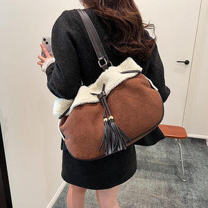 Sac à main pliable en peluche polaire de luxe pour femme avec logo personnalisé, nouvelle mode automne, sac à bandoulière - Product Image 2