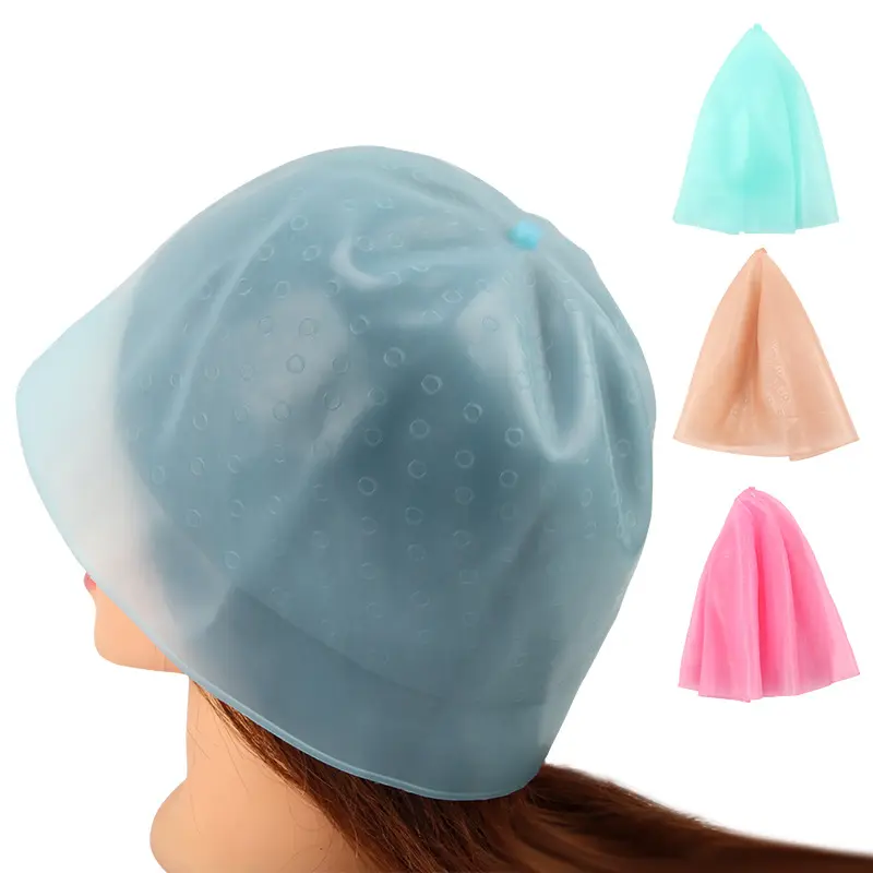 Wholesale Reusable Silicone Hair Coloring Cap Professional Salon Tools Hair Dye Cap Highlighting Cap with Metal Hooks