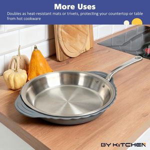 3 protections de casseroles en silicone avec 6 séparateurs de casseroles en feutre pour empiler les casseroles, protections de casseroles en silicone - Product Image 4