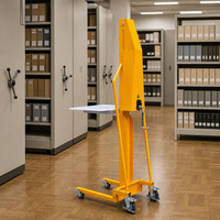 Chariot élévateur manuel compact léger avec plateforme plate en plastique pour usage en bureau, archivage et magasin de détail