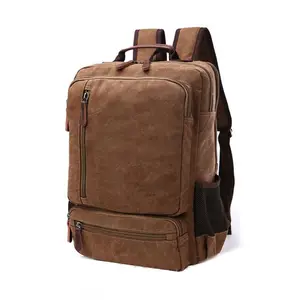 Supplier Fashion Mens College Bagpack Mochila Escolar Canvas Back Packs Khaki Canvas Backpack