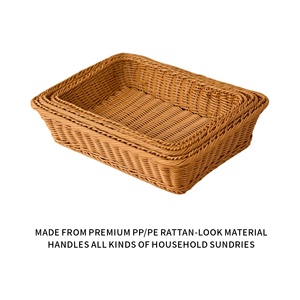 Cesta de Almacenamiento Rectangular Hecha a Mano de Mimbre PP, Cesta de Mimbre para Frutas y Verduras, Cesta para Exhibición de Pan - Product Image 4