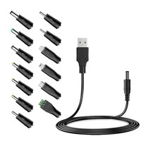 Kit de charge 14 pièces BMAX : Connecteurs femelles 55x21mm pour utilisation transfrontalière, 13 adaptateurs DC pour ordinateur portable et câble d'alimentation USB