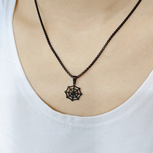 Collana Trendy di <span class=keywords><strong>ragnatela</strong></span> nera in acciaio inossidabile collana pendente in <span class=keywords><strong>ragnatela</strong></span> gotica collana di Halloween gioielli regalo per <span class=keywords><strong>uomo</strong></span> donna - Product Image 5