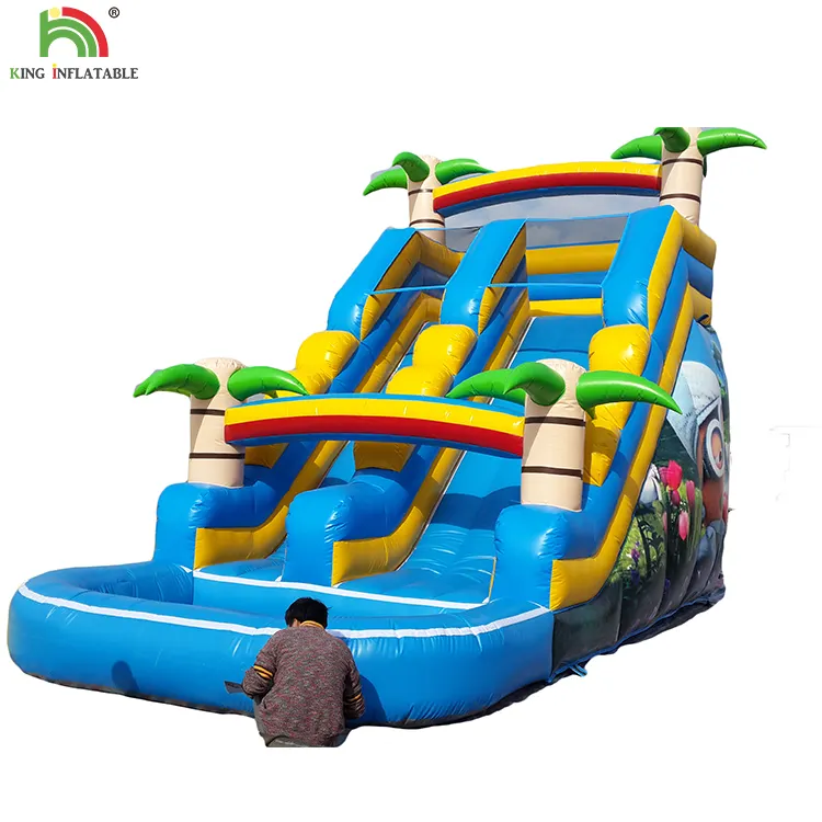 15ft 16ft 18ft 20ft 22ft Venta caliente patio trasero tobogán de agua inflable sol mármol grado comercial PVC tobogán de agua inflable