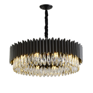 Raindrop Crystal Hanging Light Round Iron Black Modern Crystal <b>Chandelier</b> for <b>Living</b> <b>Room</b> - Product Image 6