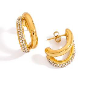 <b>Cuff</b> <b>Earrings</b> Geometric Gold Plated C Shape Women Fashion Jewelry EH11845 - Product Image 5