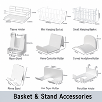 Accessoires pour panneaux perforés multi-usages, crochets et paniers sans perçage pour l'organisation de la cuisine, de la salle de bain et de la chambre à coucher