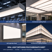 Plaque diffuseur de lumière en polycarbonate vierge de 1 à 12 mm, panneau de diffusion PC à lumière uniforme pour éclairage LED commercial