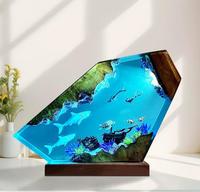 Nouvelle Arrivée Lampe de Table Décorative Lumière Nocturne Bleue Plongeur et Baleine Lampe en Résine Époxy Artisanat en Résine Fait Main Décoration Intérieure