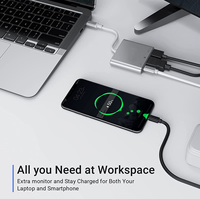 Jasoz Multiport Aluminium-Legierung USB Typ-C Hub mit +PD+USB3.0 Anschlüssen 4K Adapter für iPhone Silber/Grau Verpackt auf Lager