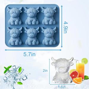 Food Grade Silicone 2026 New Product 3D Highland Cow Mini Silicone Ice <b>Cube</b> Tray Mold - Product Image 4