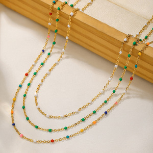Bohemian kalung netral trendi, Kalung dasar rantai minyak jatuh warna ketepatan tinggi baja tahan karat, aksesori susun, Kalung netral untuk pesta - Product Image 1