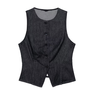 Nuevo Chaleco Vaquero de Mujer para Primavera, Cintura Ajustada, Cuello Redondo, Sin Mangas, Ecológico, Transpirable, Estilo Vintage - Product Image 1