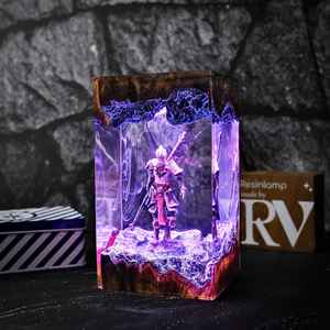 Ornement d'art lumineux en résine et bois sur le thème du Roi Singe Sun Wukong, scène mythologique chinoise, décoration avec lumière LED, cadeau <span class=keywords><strong>de</strong></span> collection - Product Image 4