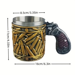 Cross-border Hot Sale Pistol Bullet Beer <b>Mug</b> Stainless Steel Men's Coffee <b>Mug</b> Wine <b>Mug</b> Father's Day Christmas Gift - Product Image 2
