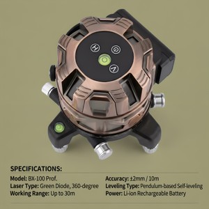 Niveau laser vert 360° à 5 lignes, <span class=keywords><strong>auto</strong></span>-<span class=keywords><strong>nivelant</strong></span>, rotatif, à lignes croisées, outil de construction professionnel industriel, niveleur de faisceau extérieur - Product Image 4