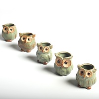 5 pièces/ensemble extérieur maison jardin décoration en céramique hibou forme jardin Pot de fleur bureau plante Pot Design créatif succulent planteur Pot