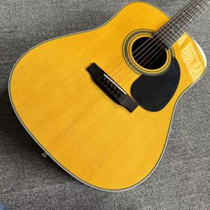 ALL SOLID D28 Model 41" Abalone Inlaid Flower Binding Ebony Rosewood Mahogany Neck Spruce <b>Top</b> 20 Fret NO EQ Acoustic Guitar Fast - Product Image 1