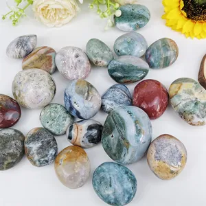 Factory Price Natural Gemstone Polished Sea Ocean Jasper Palm Stone For Decoration