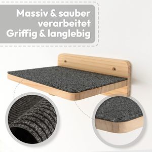 Ensemble de hamac mural pour chat - 1 hamac et 2 plateformes en bois massif et mobilier mural en sisal pour chat pour grimper sur les murs - Product Image 5