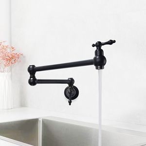 Grifo de Cocina DB Negro Mate Montado en Pared, Llenador de Ollas, Doble Giro, Acero Inoxidable, Estilo Clásico, Monomando - Product Image 6