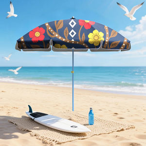 Parasol de plage pliable anti-UV, robuste, résistant au vent et au sable, imprimé personnalisé motif floral - Product Image 6