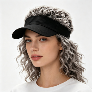 Gorra con Visera de Pelo Sintético Novedosa, Visera de Pelo Falso, Sombrero con Visera Ajustable de Ala Negra para Fiesta, Disfraz, Halloween, Cosplay, Deportes, Viajes - Product Image 1