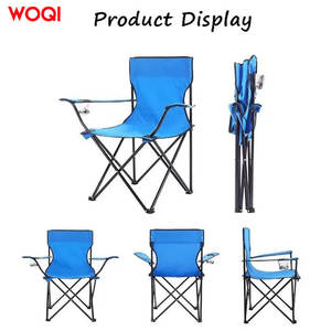 Chaise de camping Woqi, chaise pliante portable avec accoudoirs, porte-gobelet, structure en aluminium, tissu Oxford, chaise de jardin - Product Image 5