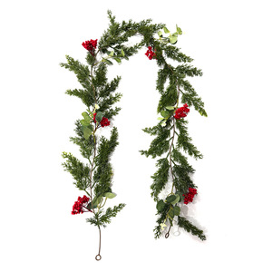 Christmas <b>Garlands</b> Artificial <b>Pine</b> Vine With Red Berries And Eucalyptus 180cm Wall Hanging Decor For Home Door Decoration - Product Image 4