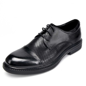 2025 Latest Summer Model <b>Open</b>-toe Soft Leather Soft-soled Low-top Lace-<b>up</b> Breathable Business Formal Dress Shoes for Men - Product Image 3