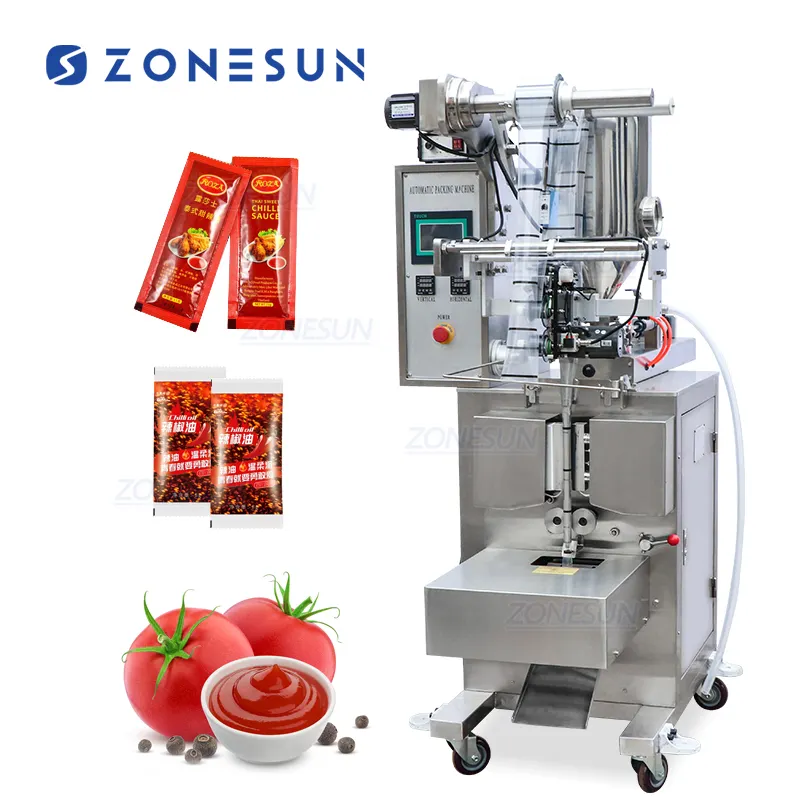 ZONESUN ZS-S100 자동 페이스트 꿀 스틱 오일 잼 케첩 물 정량 액체 포장 기계 충진 씰링 기계